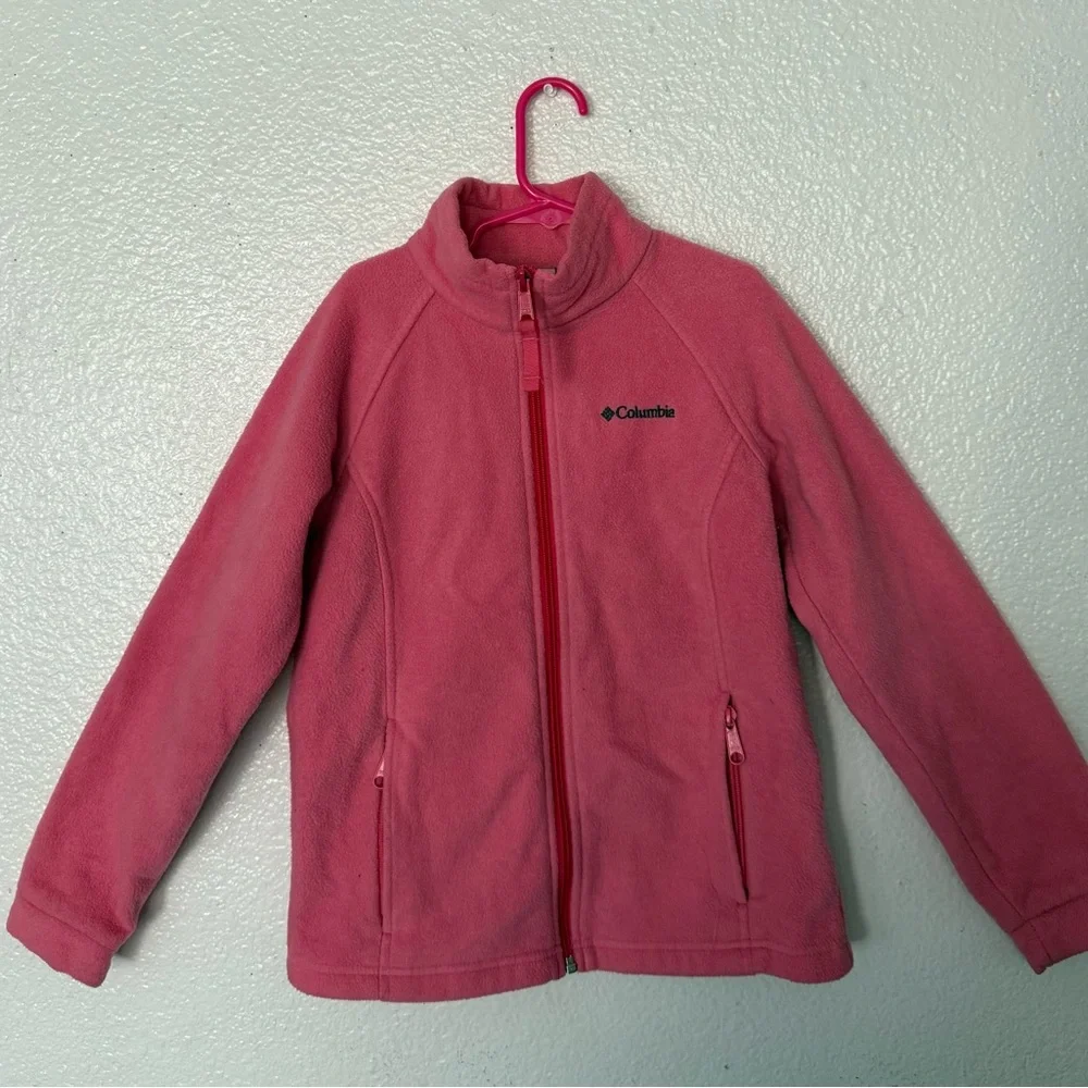 Columbia Kids pink Girls size M full zip Fleece Jacket